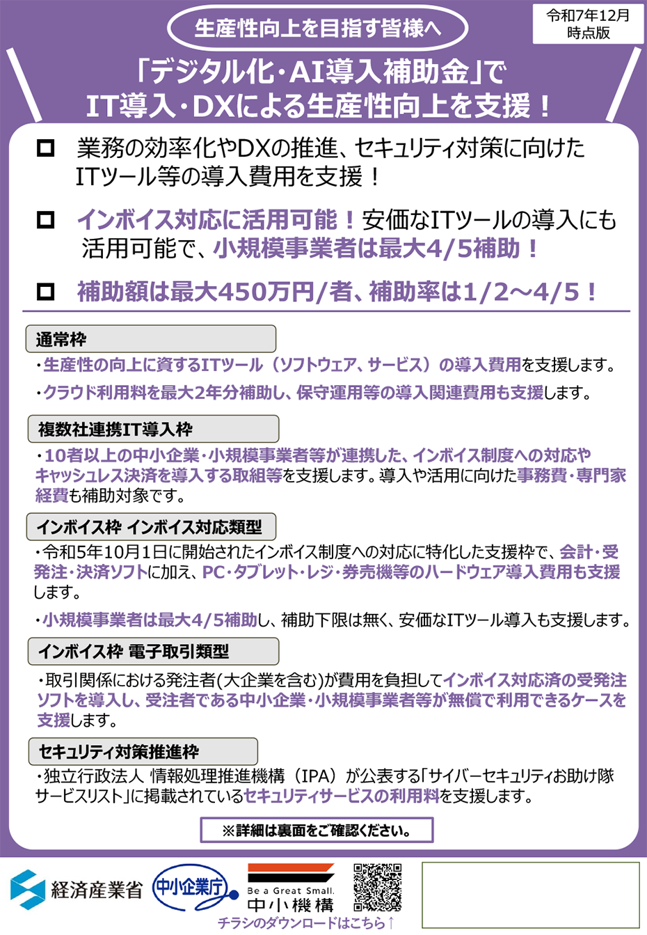 IT導入補助金のチラシ