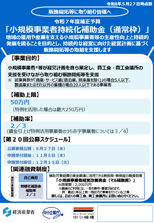 小規模事業者持続化補助金（通常枠）チラシ