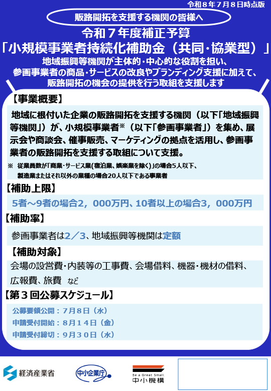小規模事業者持続化補助金(共同・協業型)チラシ