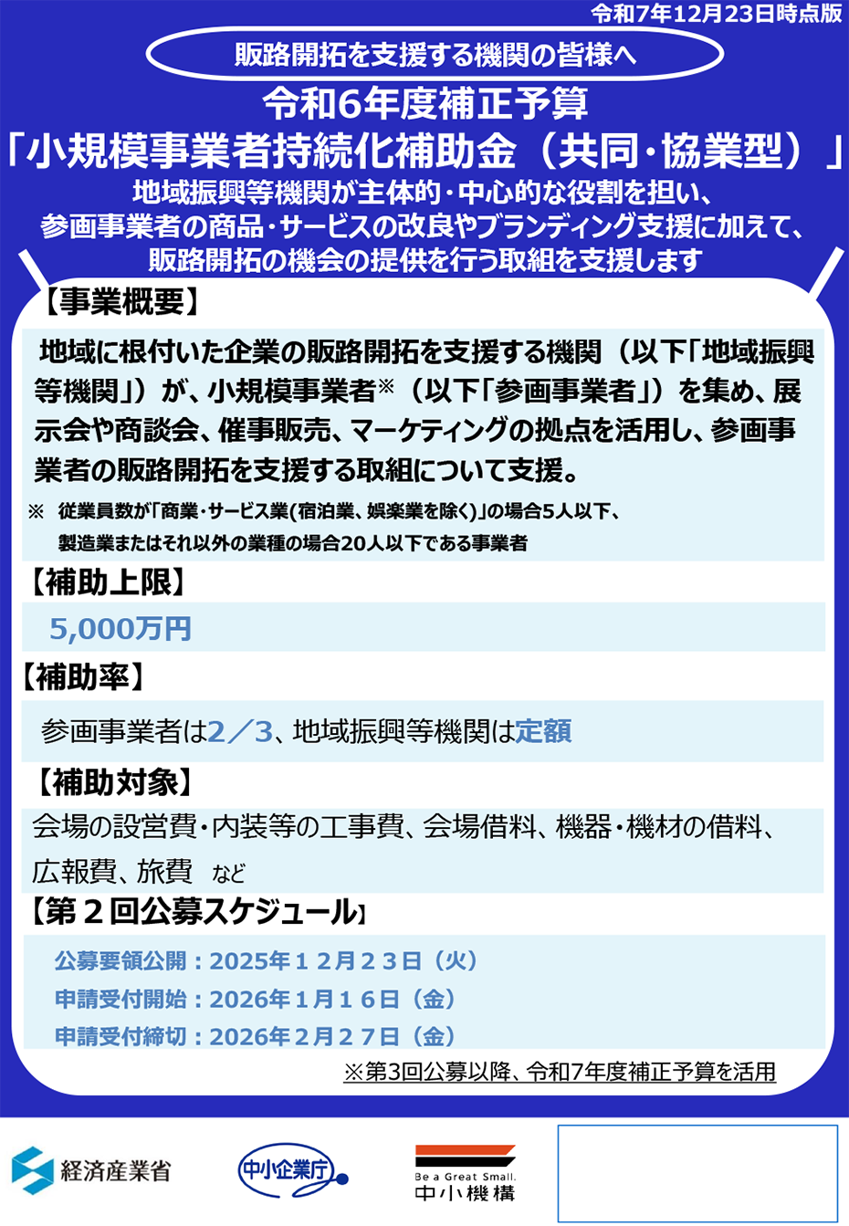 小規模事業者持続化補助金(共同・協業型)チラシ